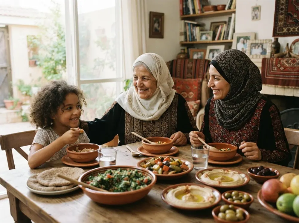 جدّة تجمع العائلة حول وجبة منزلية