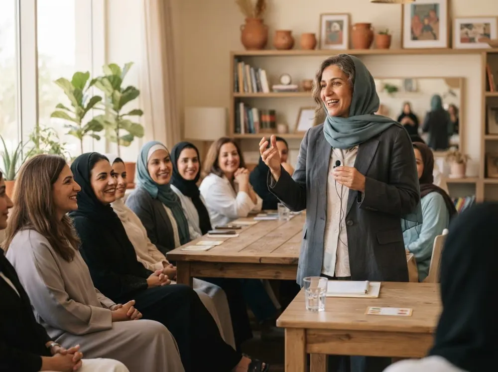 سيدات في ورشة عن العافية والتغذية