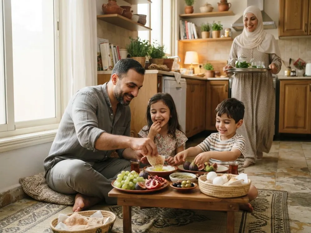 أب نشيط على مائدة العائلة